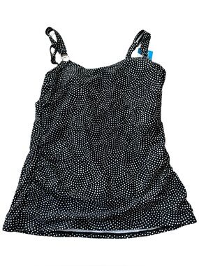 Krista Shape Solution Tankini Top Black Polka‎ Dot Waist Minimizer Size L